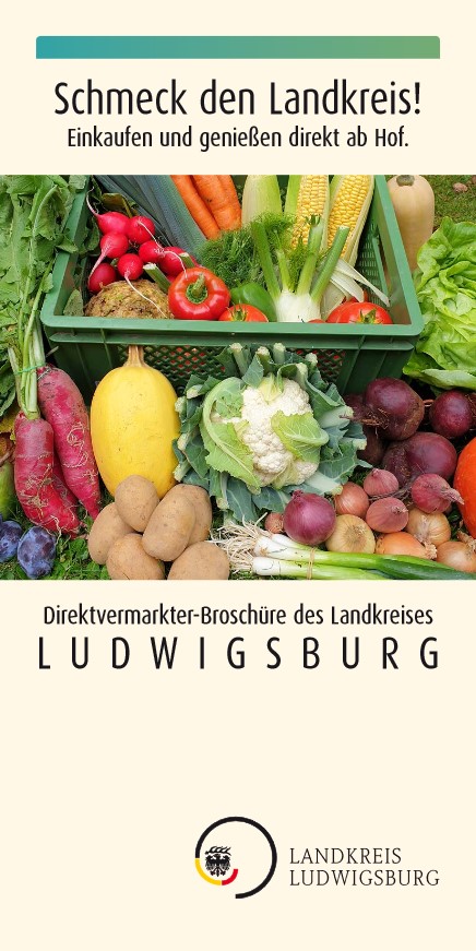 Titelbild der Direktvermarkter Broschüre des Landkreises Ludwigsburg mit Gemüsekiste