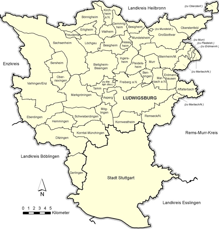 Bezirke des Landkreises Ludiwgsburg