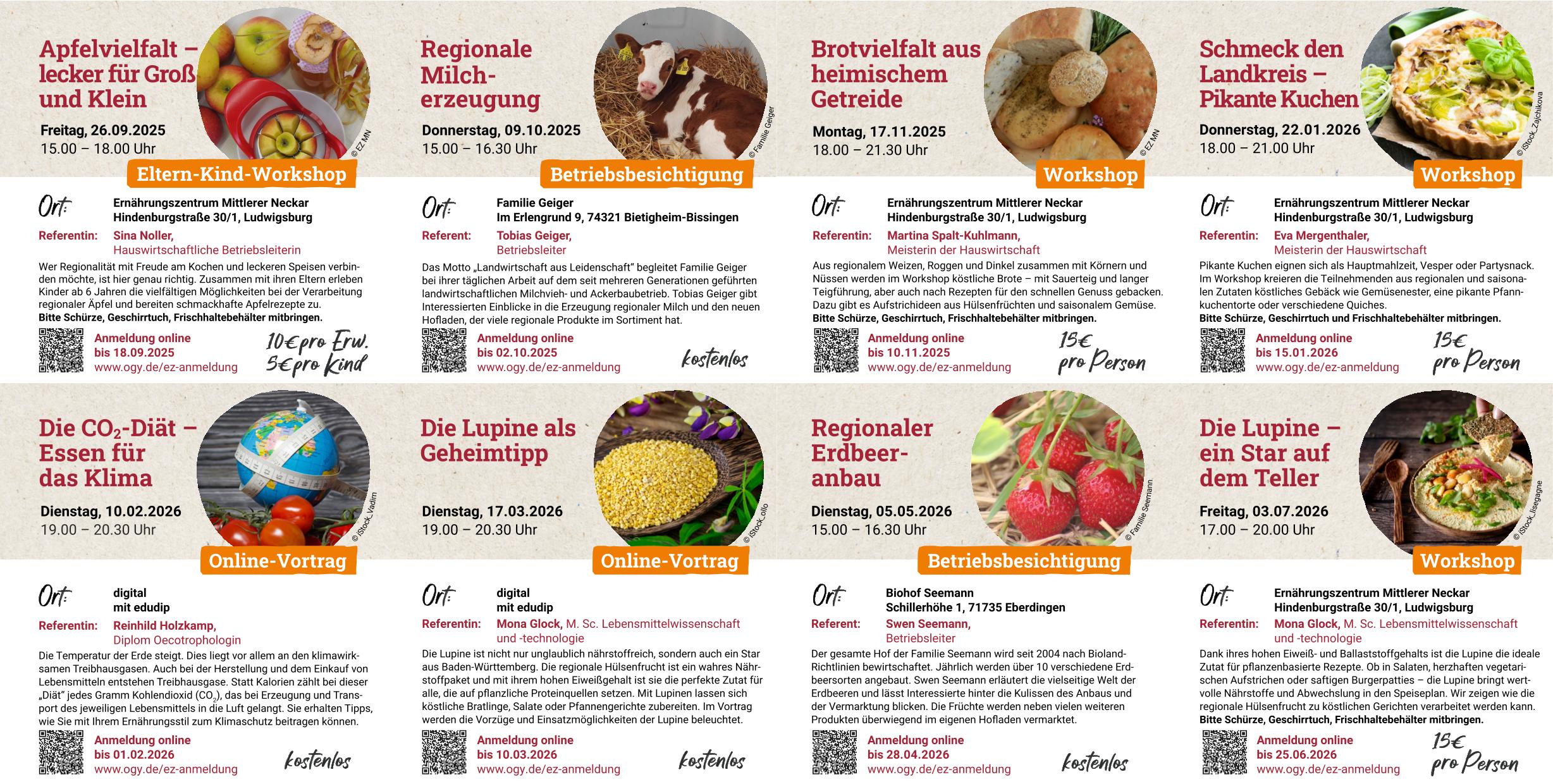 Jahresprogramm Ernährungszentrum 2025-2026 Seite 2
